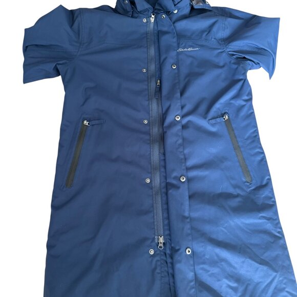 Eddie Bauer Men’s Mainstay insulated waterproof Navy trench coat, size Medium - Picture 4 of 7